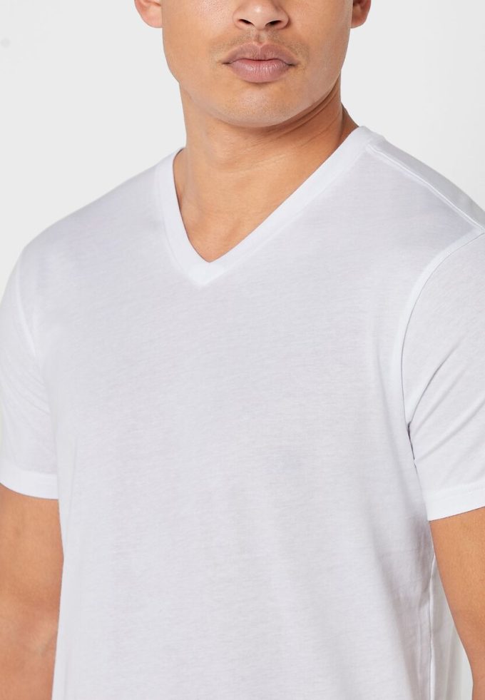 Pack de 2 camisetas Ralph Lauren Essential con cuello en V para hombre, color blanco Pack de 2 camisetas Ralph Lauren Essential con cuello en V para hombre, color blanco