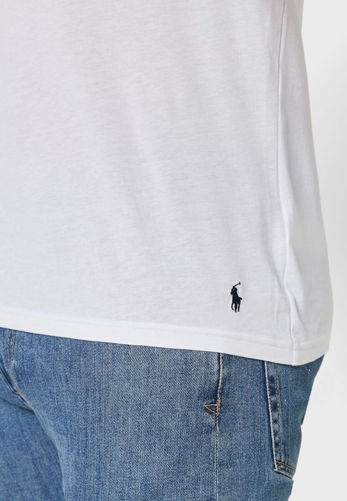 Pack de 2 camisetas Ralph Lauren Essential con cuello en V para hombre, color blanco Pack de 2 camisetas Ralph Lauren Essential con cuello en V para hombre, color blanco