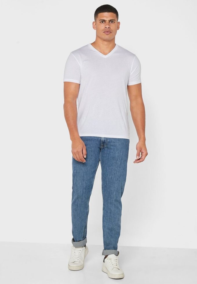 Pack de 2 camisetas Ralph Lauren Essential con cuello en V para hombre, color blanco Pack de 2 camisetas Ralph Lauren Essential con cuello en V para hombre, color blanco