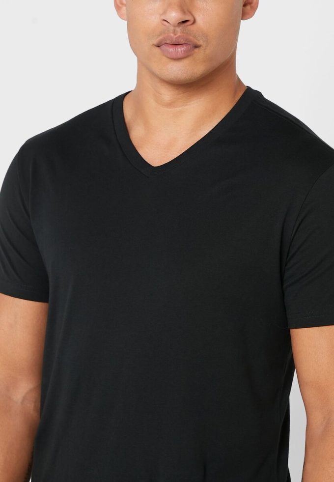 Pack de 2 camisetas Ralph Lauren Essential con cuello en V para hombre, color negro Pack de 2 camisetas Ralph Lauren Essential con cuello en V para hombre, color negro