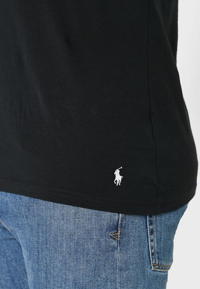 Pack de 2 camisetas Ralph Lauren Essential con cuello en V para hombre, color negro Pack de 2 camisetas Ralph Lauren Essential con cuello en V para hombre, color negro
