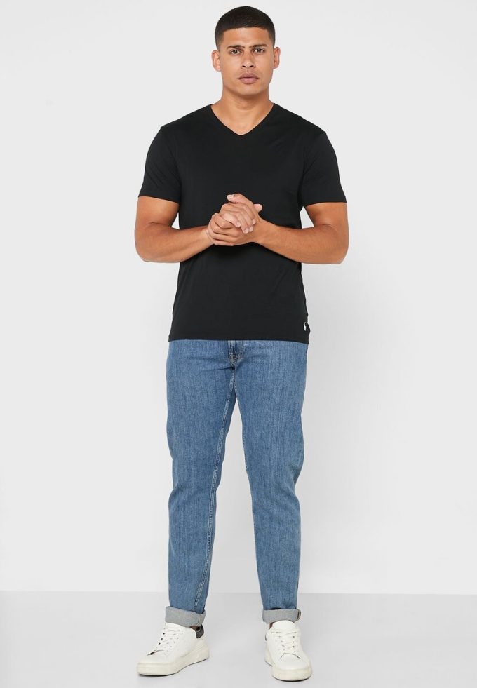 Pack de 2 camisetas Ralph Lauren Essential con cuello en V para hombre, color negro Pack de 2 camisetas Ralph Lauren Essential con cuello en V para hombre, color negro
