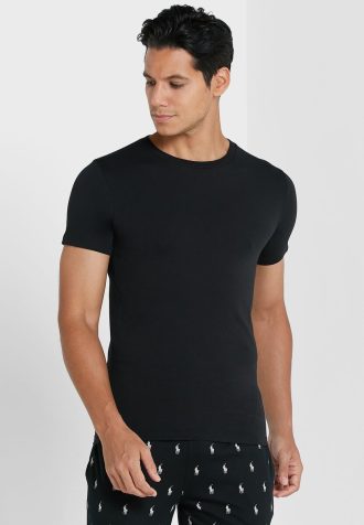 Pack de 2 camisetas Ralph Lauren Essential de cuello redondo para hombre, color negro Pack de 2 camisetas Ralph Lauren Essential de cuello redondo para hombre, color negro