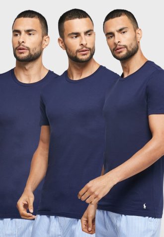 Pack de 3 camisetas Ralph Lauren de cuello redondo para hombre, color azul marino Pack de 3 camisetas Ralph Lauren de cuello redondo para hombre, color azul marino