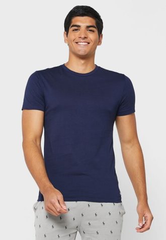 Pack de 3 camisetas Ralph Lauren de cuello redondo para hombre, color azul marino