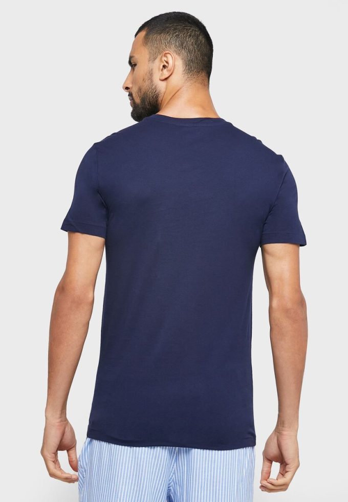 Pack de 3 camisetas Ralph Lauren de cuello redondo para hombre, color azul marino