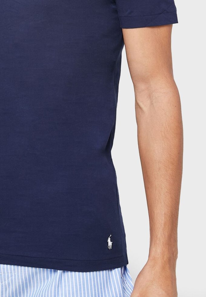 Pack de 3 camisetas Ralph Lauren de cuello redondo para hombre, color azul marino