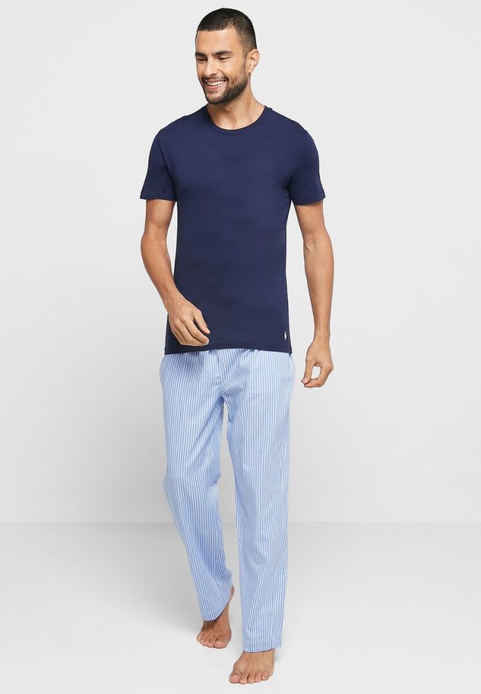 Pack de 3 camisetas Ralph Lauren de cuello redondo para hombre, color azul marino