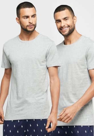 Pack de 3 camisetas Ralph Lauren grises con cuello redondo para hombre
