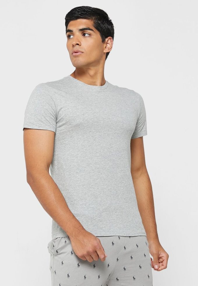 Pack de 3 camisetas Ralph Lauren grises con cuello redondo para hombre Pack de 3 camisetas Ralph Lauren grises con cuello redondo para hombre