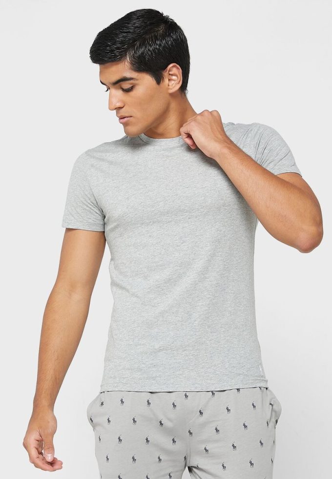 Pack de 3 camisetas Ralph Lauren grises con cuello redondo para hombre Pack de 3 camisetas Ralph Lauren grises con cuello redondo para hombre