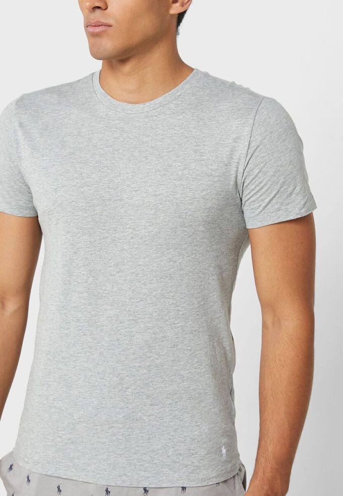 Pack de 3 camisetas Ralph Lauren grises con cuello redondo para hombre Pack de 3 camisetas Ralph Lauren grises con cuello redondo para hombre