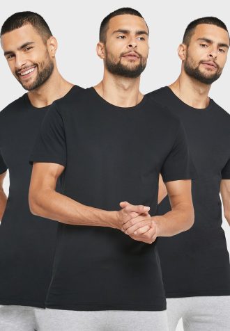 Pack de 3 camisetas Ralph Lauren negras con cuello redondo para hombre