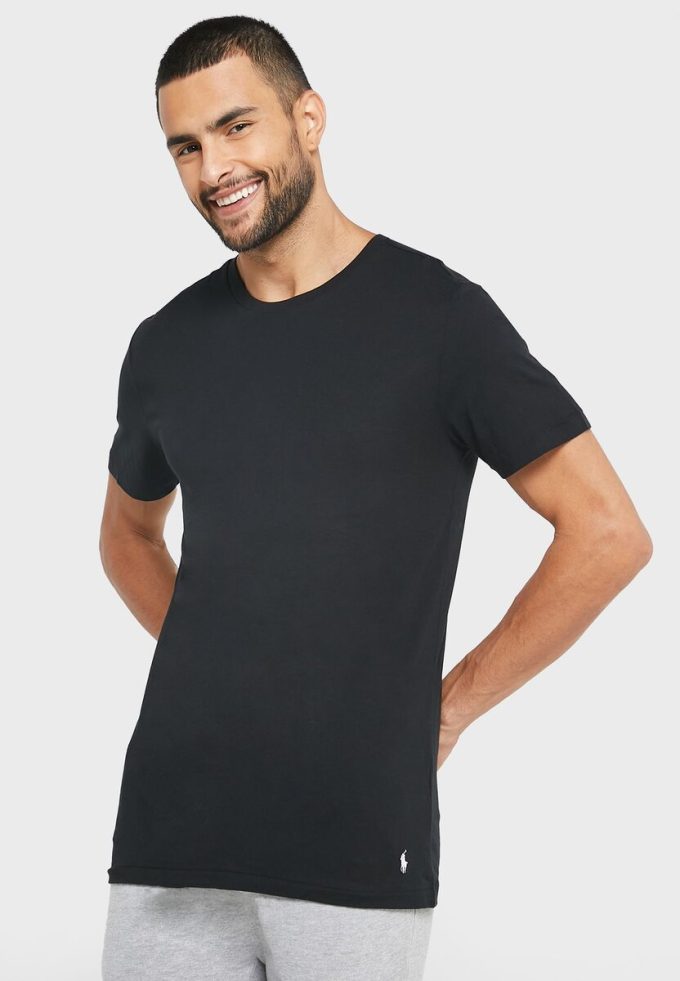 Pack de 3 camisetas Ralph Lauren negras con cuello redondo para hombre Pack de 3 camisetas Ralph Lauren negras con cuello redondo para hombre