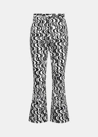 Pantalones acampanados de satén con motivo gráfico de Ralph Lauren para mujer, color negro