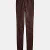 Pantalones ajustados de piel de cordero elástica Ralph Lauren para mujer en color chocolate Pantalones ajustados de piel de cordero elástica Ralph Lauren para mujer en color chocolate