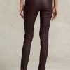 Pantalones ajustados de piel de cordero elástica Ralph Lauren para mujer en color chocolate Pantalones ajustados de piel de cordero elástica Ralph Lauren para mujer en color chocolate