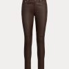 Pantalones ajustados hasta el tobillo de piel napa Ralph Lauren marrón para mujer Pantalones ajustados hasta el tobillo de piel napa Ralph Lauren marrón para mujer