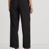 Pantalones anchos de crepé de lana con raya diplomática de Ralph Lauren para mujer, color negro