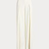 Pantalones anchos de crepé plisado Ralph Lauren para mujer en color crema Pantalones anchos de crepé plisado Ralph Lauren para mujer en color crema