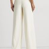 Pantalones anchos de crepé plisado Ralph Lauren para mujer en color crema Pantalones anchos de crepé plisado Ralph Lauren para mujer en color crema