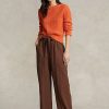 Pantalones anchos de mezcla de seda Ralph Lauren para mujer, color marrón Pantalones anchos de mezcla de seda Ralph Lauren para mujer, color marrón