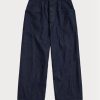 Pantalones anchos de mezclilla de algodón y lino Ralph Lauren para mujer en color azul marino