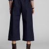Pantalones anchos de mezclilla de algodón y lino Ralph Lauren para mujer en color azul marino