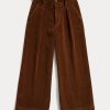 Pantalones anchos de pana recortados Ralph Lauren para mujer en color marrón Pantalones anchos de pana recortados Ralph Lauren para mujer en color marrón