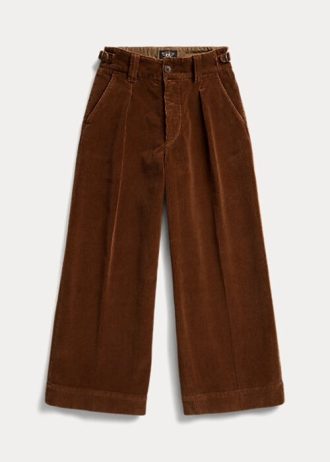 Pantalones anchos de pana recortados Ralph Lauren para mujer en color marrón