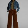 Pantalones anchos de pana recortados Ralph Lauren para mujer en color marrón Pantalones anchos de pana recortados Ralph Lauren para mujer en color marrón