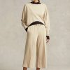 Pantalones anchos de polar recortados Ralph Lauren en beige para mujer