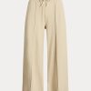 Pantalones anchos de polar recortados Ralph Lauren en beige para mujer