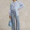 Pantalones anchos de satén con motivo Starburst de Ralph Lauren para mujer en azul Pantalones anchos de satén con motivo Starburst de Ralph Lauren para mujer en azul