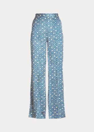 Pantalones anchos de satén con motivo Starburst de Ralph Lauren para mujer en azul
