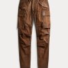 Pantalones cargo ajustados de cuero marrón Ralph Lauren para mujer Pantalones cargo ajustados de cuero marrón Ralph Lauren para mujer