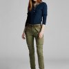Pantalones cargo ajustados elásticos Ralph Lauren para mujer en color oliva