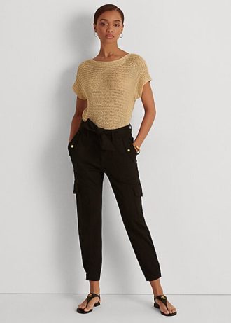 Pantalones cargo negros con cinturón de Ralph Lauren para mujer