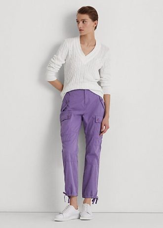 Pantalones cargo tobilleros de sarga ligera de Ralph Lauren para mujer, morados