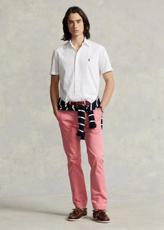Pantalones chinos ajustados elásticos Ralph Lauren de color rosa para hombre Pantalones chinos ajustados elásticos Ralph Lauren de color rosa para hombre
