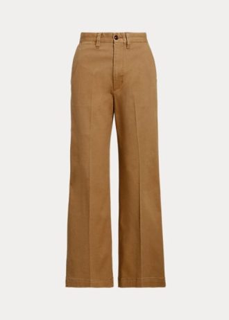Pantalones chinos anchos Ralph Lauren color caqui para mujer