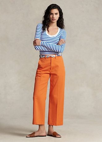Pantalones chinos anchos Ralph Lauren para mujer en color naranja