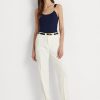 Pantalones cónicos de cady elástico Ralph Lauren color crema para mujer