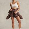 Pantalones cortos acolchados con cordón ajustable y repelente al agua de Ralph Lauren para mujer en color marrón