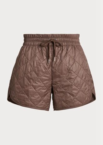 Pantalones cortos acolchados con cordón ajustable y repelente al agua de Ralph Lauren para mujer en color marrón