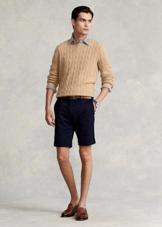 Pantalones cortos chinos ajustados y elásticos Ralph Lauren para hombre en azul marino Pantalones cortos chinos ajustados y elásticos Ralph Lauren para hombre en azul marino
