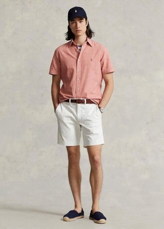 Pantalones cortos chinos de corte recto y elástico Ralph Lauren blancos para hombre Pantalones cortos chinos de corte recto y elástico Ralph Lauren blancos para hombre