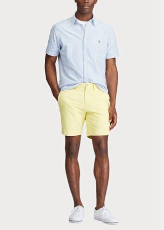 Pantalones cortos chinos rectos elásticos Ralph Lauren amarillos para hombre Pantalones cortos chinos rectos elásticos Ralph Lauren amarillos para hombre