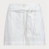 Pantalones cortos de lino con cinturón Ralph Lauren para mujer en blanco Pantalones cortos de lino con cinturón Ralph Lauren para mujer en blanco