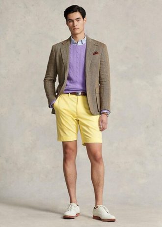 Pantalones cortos de sarga elástica de corte entallado Ralph Lauren amarillos para hombre Pantalones cortos de sarga elástica de corte entallado Ralph Lauren amarillos para hombre